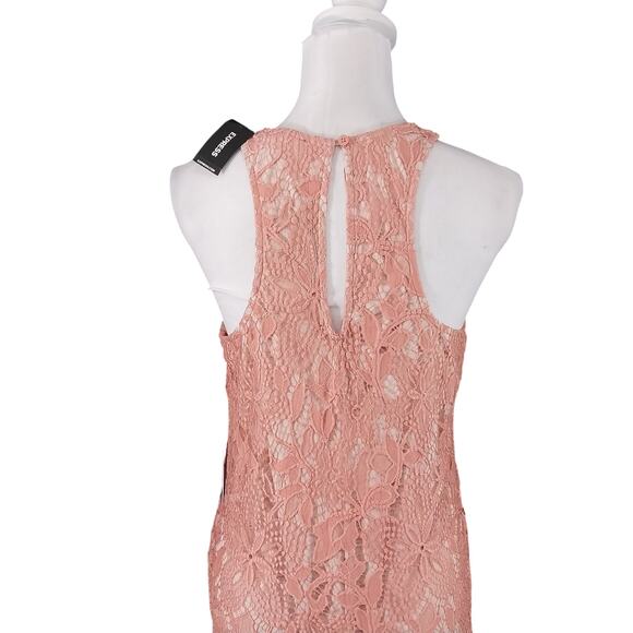 NWT@$70! EXPRESS! SWEET DUSTY MELON PINK LACE SHIFT DRESS, SLEEVELESS! SZ M - Picture 6 of 10